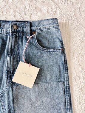 B Sides Plein High Skirt in Marble Blue Patchwork - Sz 26 - Brand New with Tags